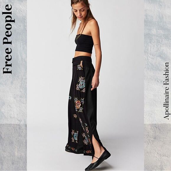 FREE PEOPLE FLORENCE EMBROIDERED PANTS SIZE 10 NWT - Picture 5 of 10